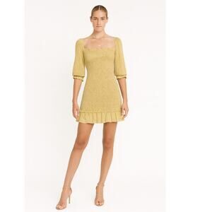 Faithfull Es Saada Smocked Mini Dress 6 Yellow NEW
